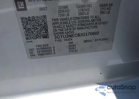 2018 GMC Sierra 1500 Slt from USA, damaged, VIN 3GTU2NEC8JG170602